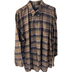 Kenneth Gordon madras button down shirt, XXL, blue/gold/red. Good used condition